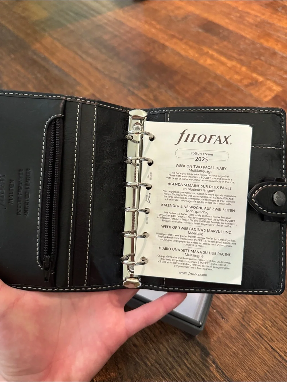 filoFAX Black Leather Card & Key Holder Wallet